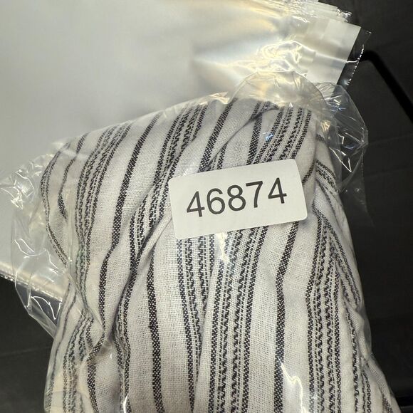 Time And Tru Pants Women 2XL Gray Striped High Rise Linen Flat Front Pull On - Picture 8 of 8